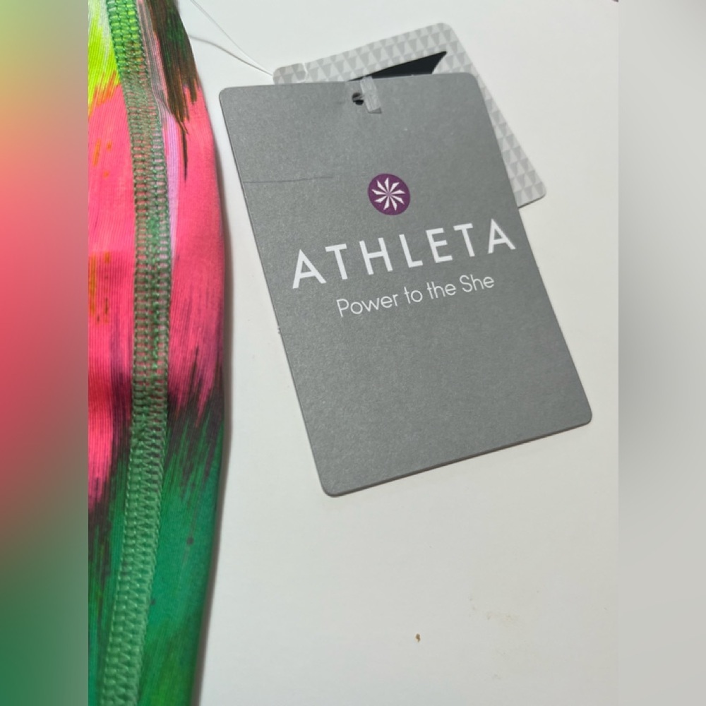 Athleta Wailea Chaturanga Capri Leggings vibrant green/pink XS NWT - Picture 8 of 13